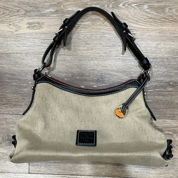 Dooney & Bourke Beige and Black Shoulder Bag - Picture 1 of 16